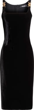 Versace Medusa Strap Liquid Velvet Body-Con Dress