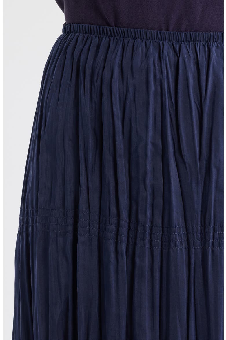 Smocked Silk Midi Skirt, Alternate, color, INK