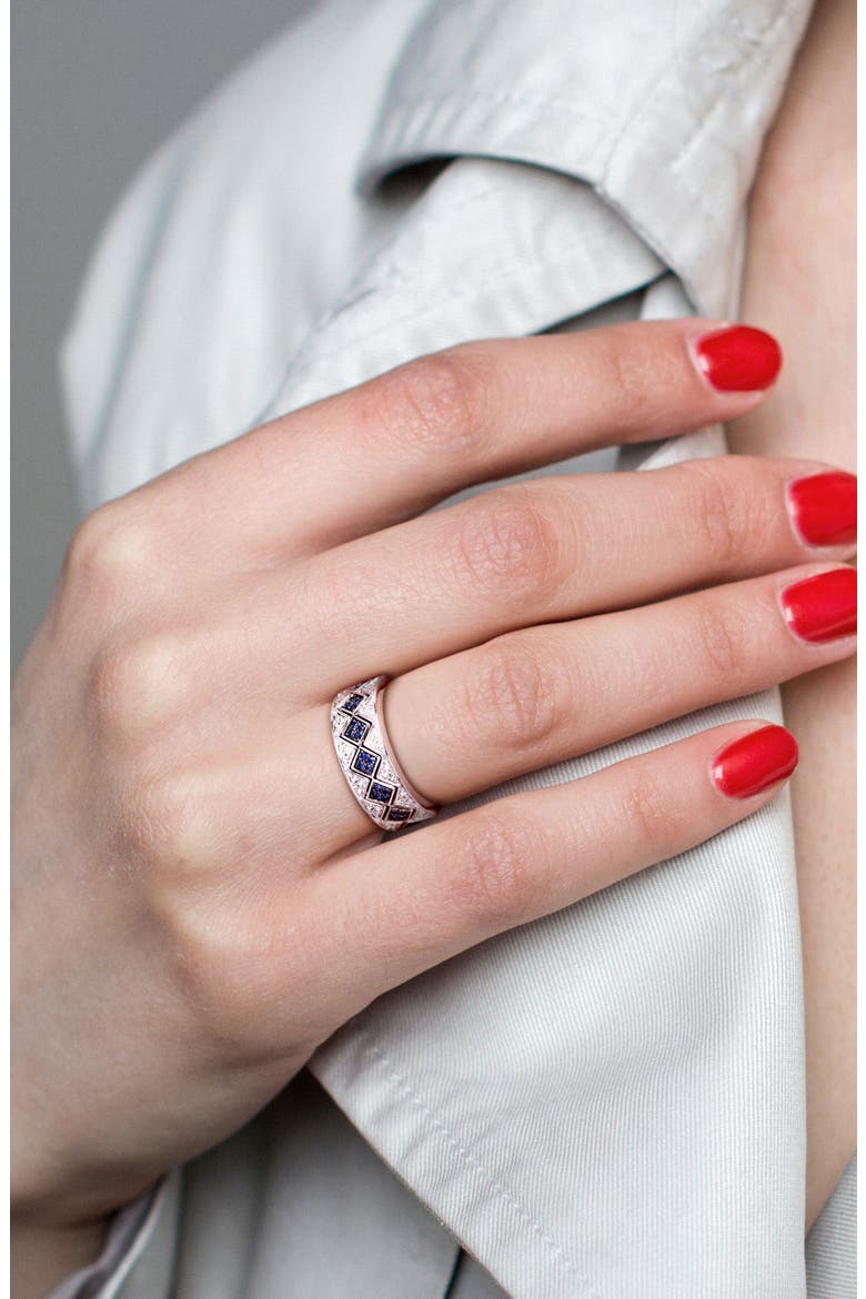 Lab-Grown Sapphire Band Ring, Alternate, color, BLUE