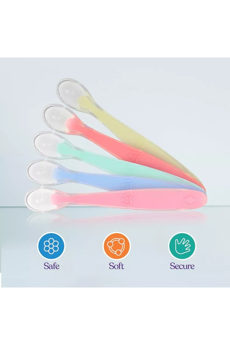Silicone Baby Feeding Spoon Set, 5-Piece, Alternate, color, Multicolor