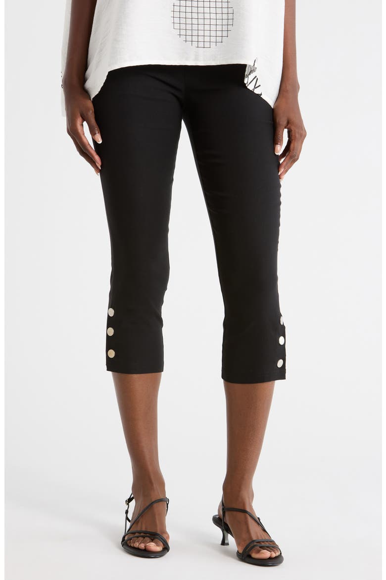 High Waist Pull-On Capri Pants, Main, color, BLACK