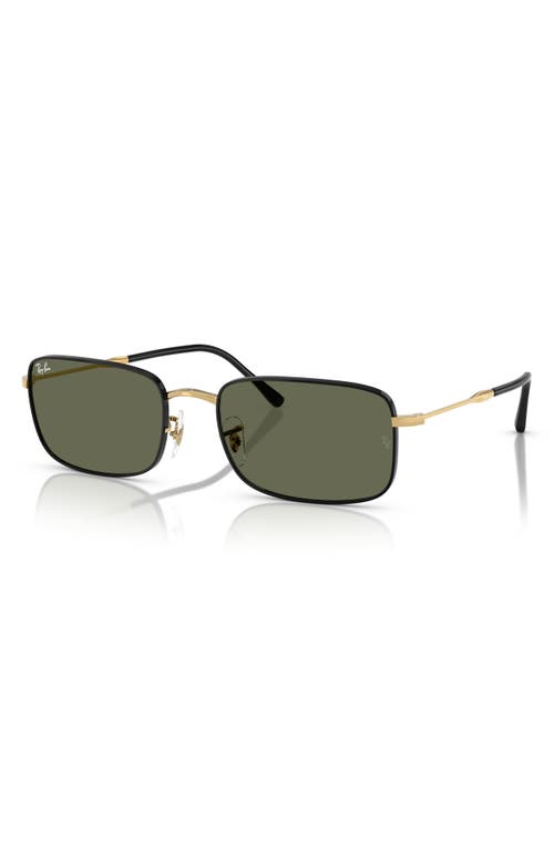 Ray Ban Ray-ban 61mm Polarized Rectangular Sunglasses In Black