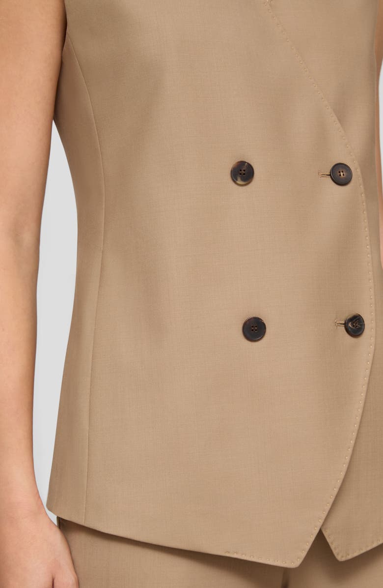 Lafayette 148 New York Tropical Wool Blend Double Breasted Vest, Alternate, color, Brownstone