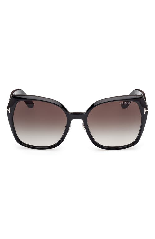 Tom Ford Plum 58mm Gradient Butterfly Sunglasses In Black