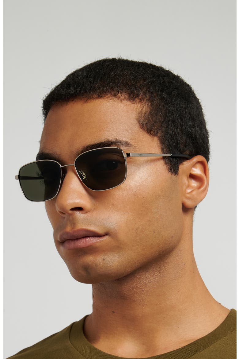 58mm Rectangular Sunglasses, Alternate, color, RUTHENIUM/ BROWN