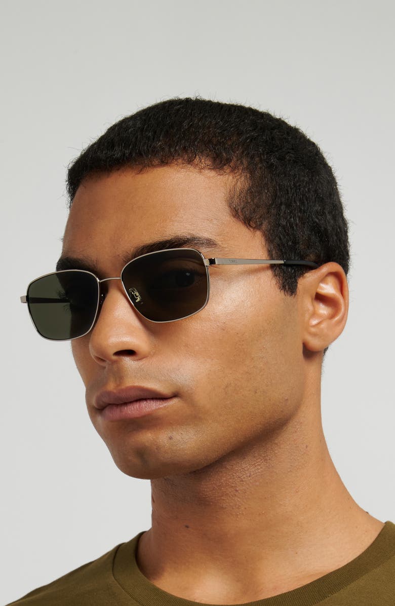 Fossil 58mm Rectangular Sunglasses, Alternate, color, Ruthenium/ Brown