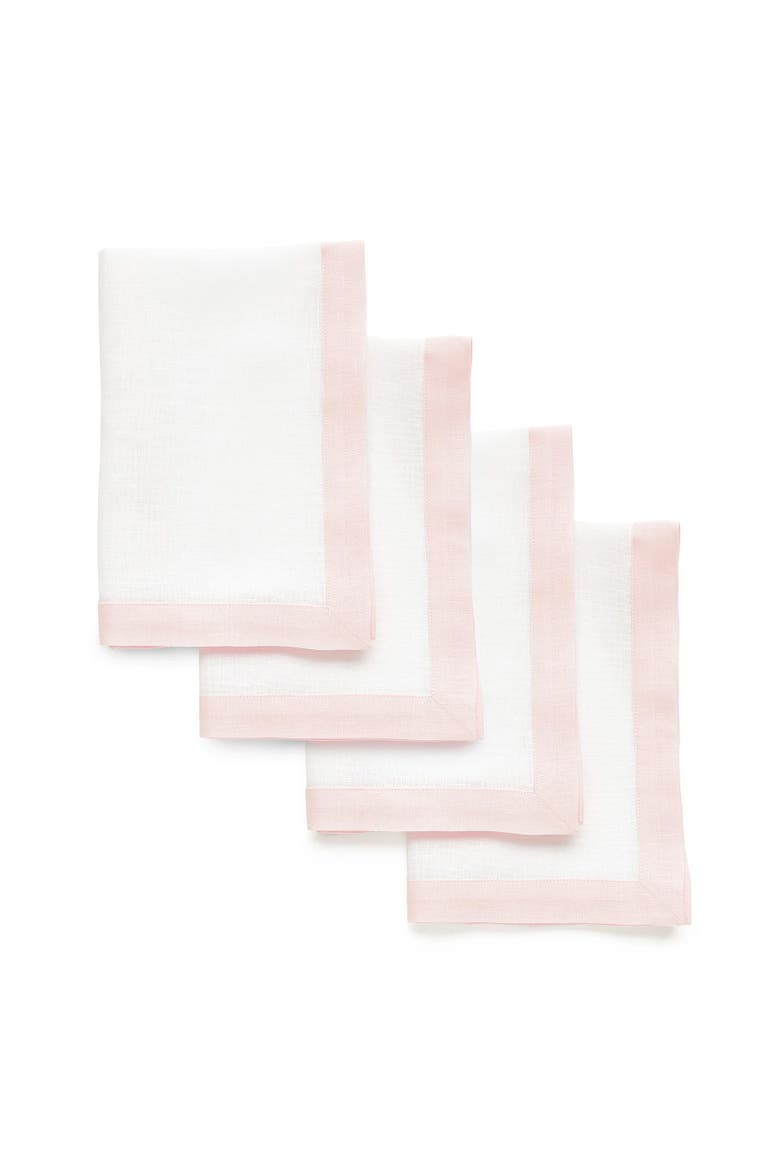 Linen Dinner Napkins Set of 4, 20 x 20" - Classic, Main, color, Blush Pink and White