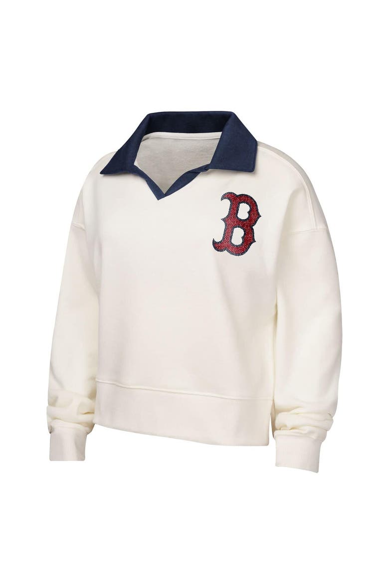 Girls Youth White Boston Red Sox Ballpark Hit Collared V-Neck Pullover Sweatshirt, Alternate, color, White