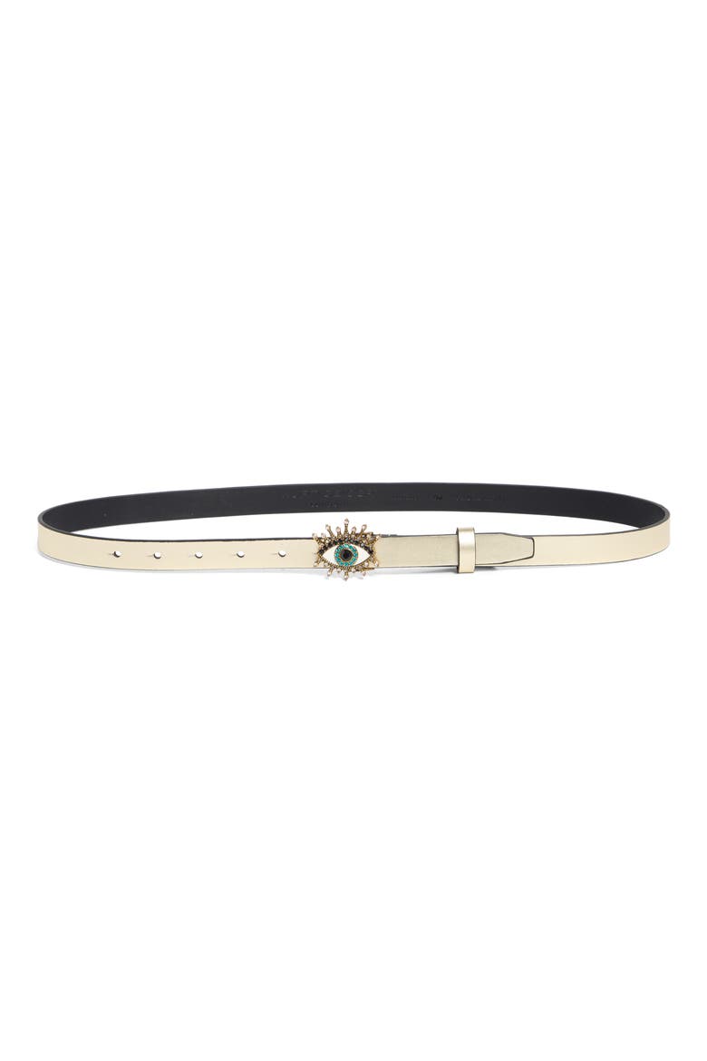 20mm Metallic Evil Eye Leather Belt, Main, color, PALE GOLD ANTIQUE BRASS