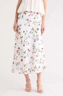 EDIT by JASON WU Floral Linen Midi Skirt