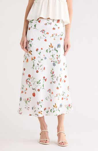 EDIT by JASON WU Floral Linen Midi Skirt