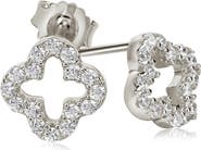 SUZY LEVIAN Sterling Sterling CZ Clover Stud Earrings