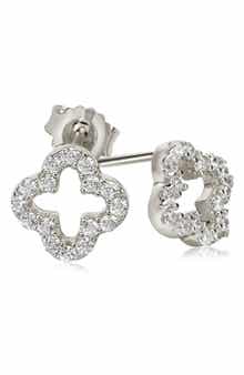 SUZY LEVIAN Sterling Sterling CZ Clover Stud Earrings