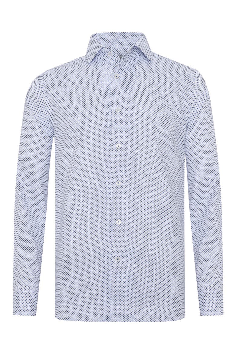 Diamond Microprint Cotton Shirt, Alternate, color, LAKE