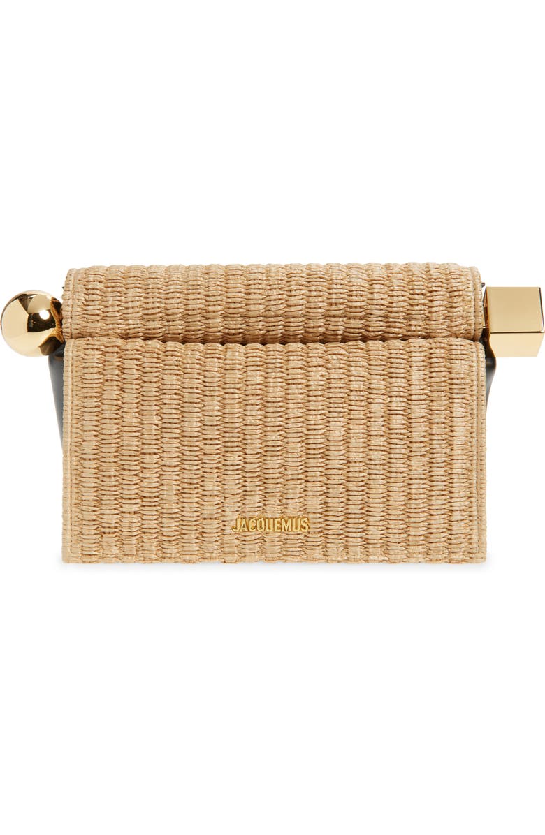 Jacquemus La Pochette Rond Carré Raffia Clutch, Main, color,