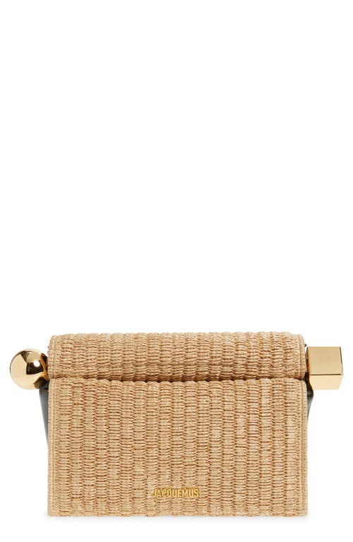 Shop Jacquemus La Pochette Rond Carré Raffia Clutch In Natural/black 1fy
