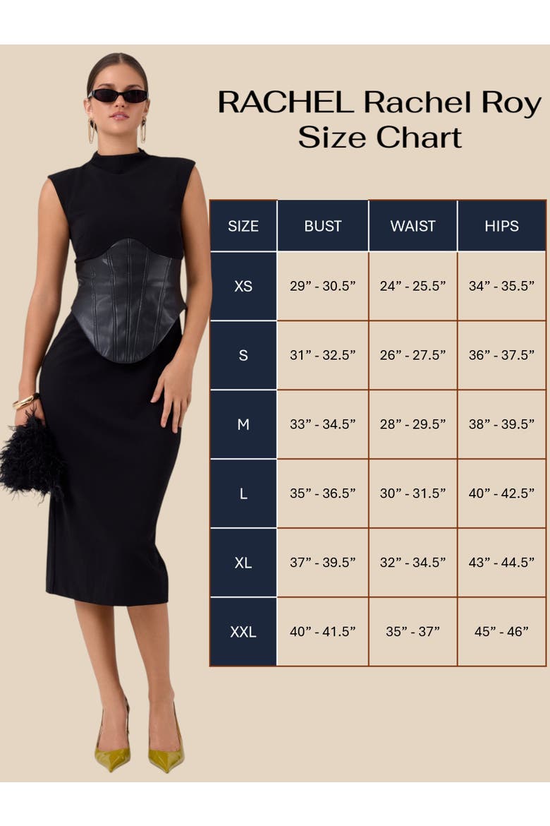 Donatella Faux Leather Corset Midi Dress, Alternate, color, Black