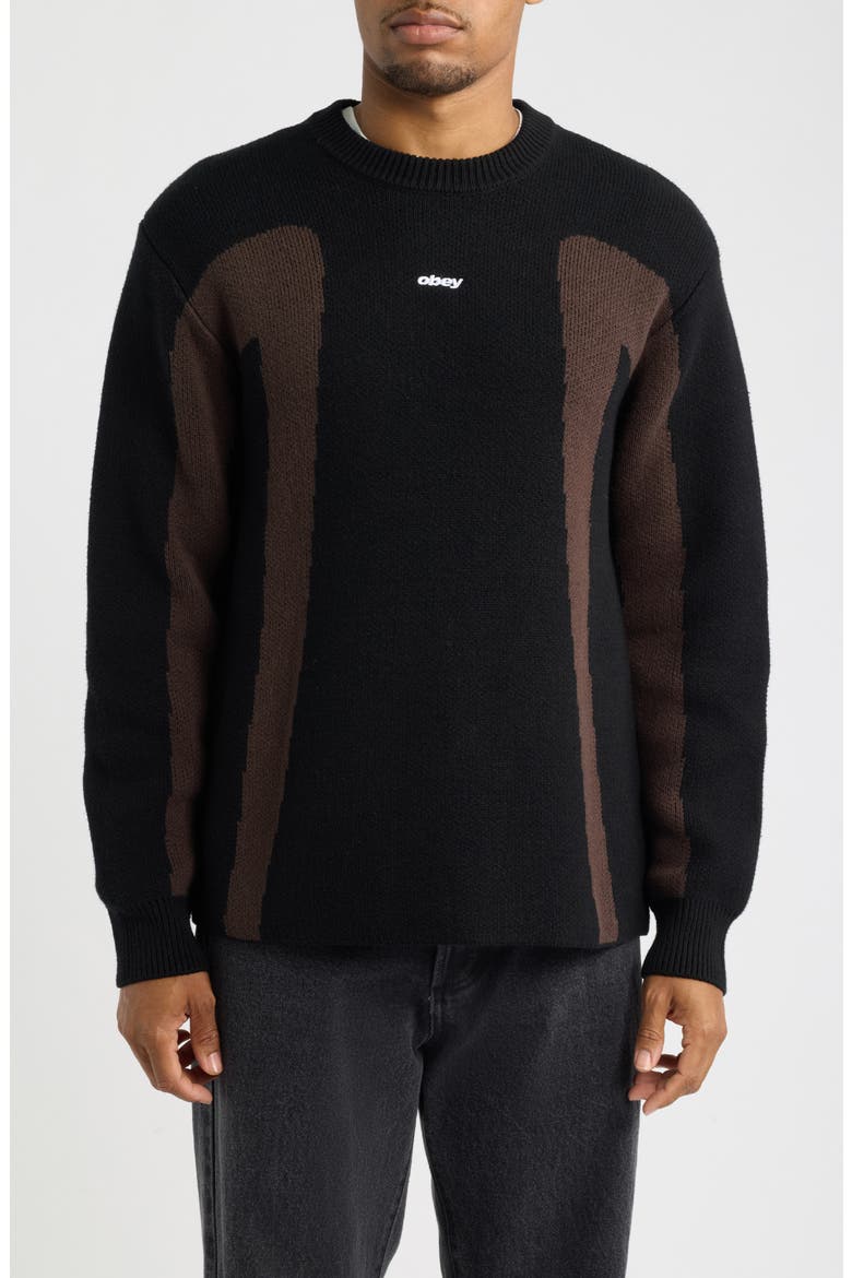 Brann Crewneck Cotton Blend Sweater, Main, color, DIGITAL BLACK MULTI
