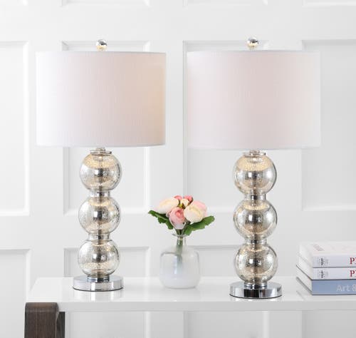 Jonathan Y Bella 27" Glass Triple-sphere Led Table Lamp In Mercury Silver