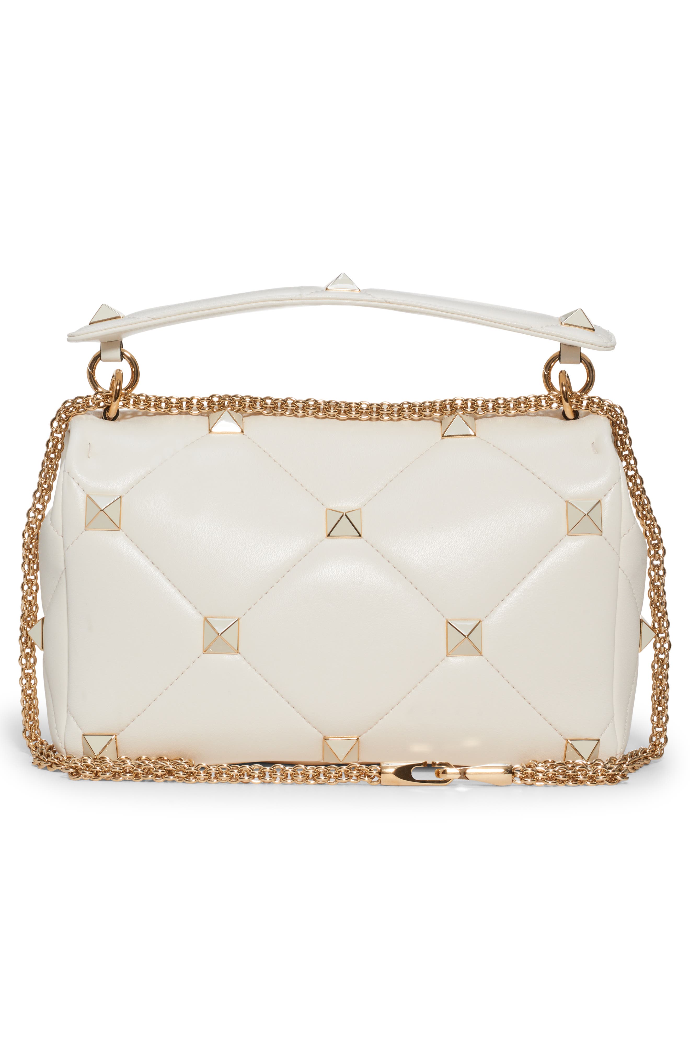 Valentino Garavani Enameled Roman Stud Leather Bag, Alternate, color, 