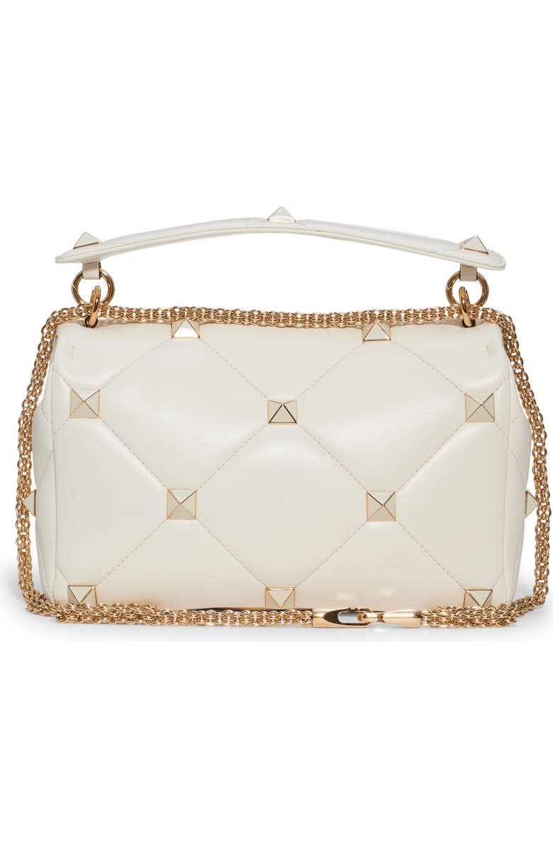 Valentino Garavani Enameled Roman Stud Leather Bag, Alternate, color,