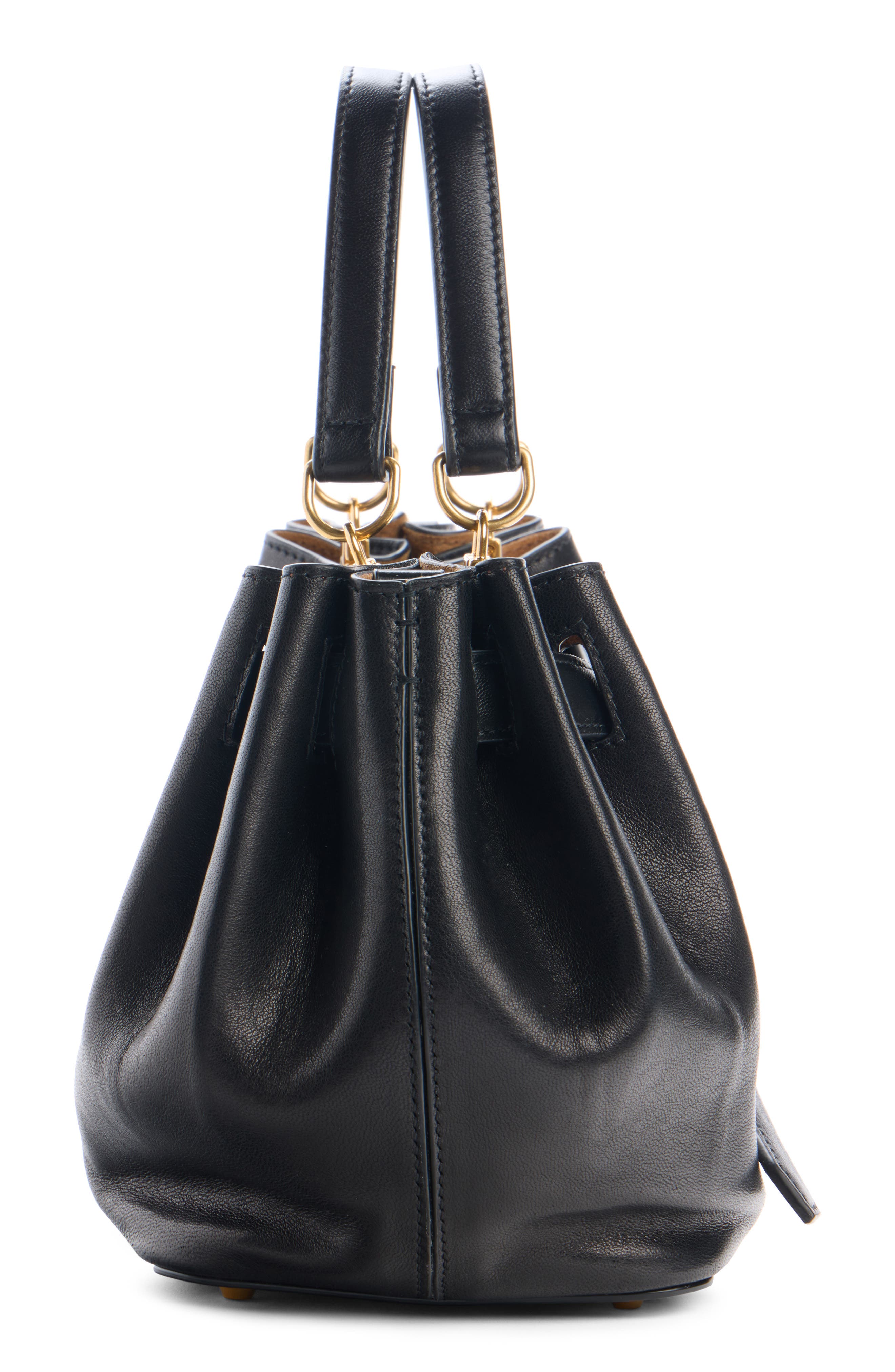 Small Fan Leather Carryall, Alternate, color, 1000 BLACK