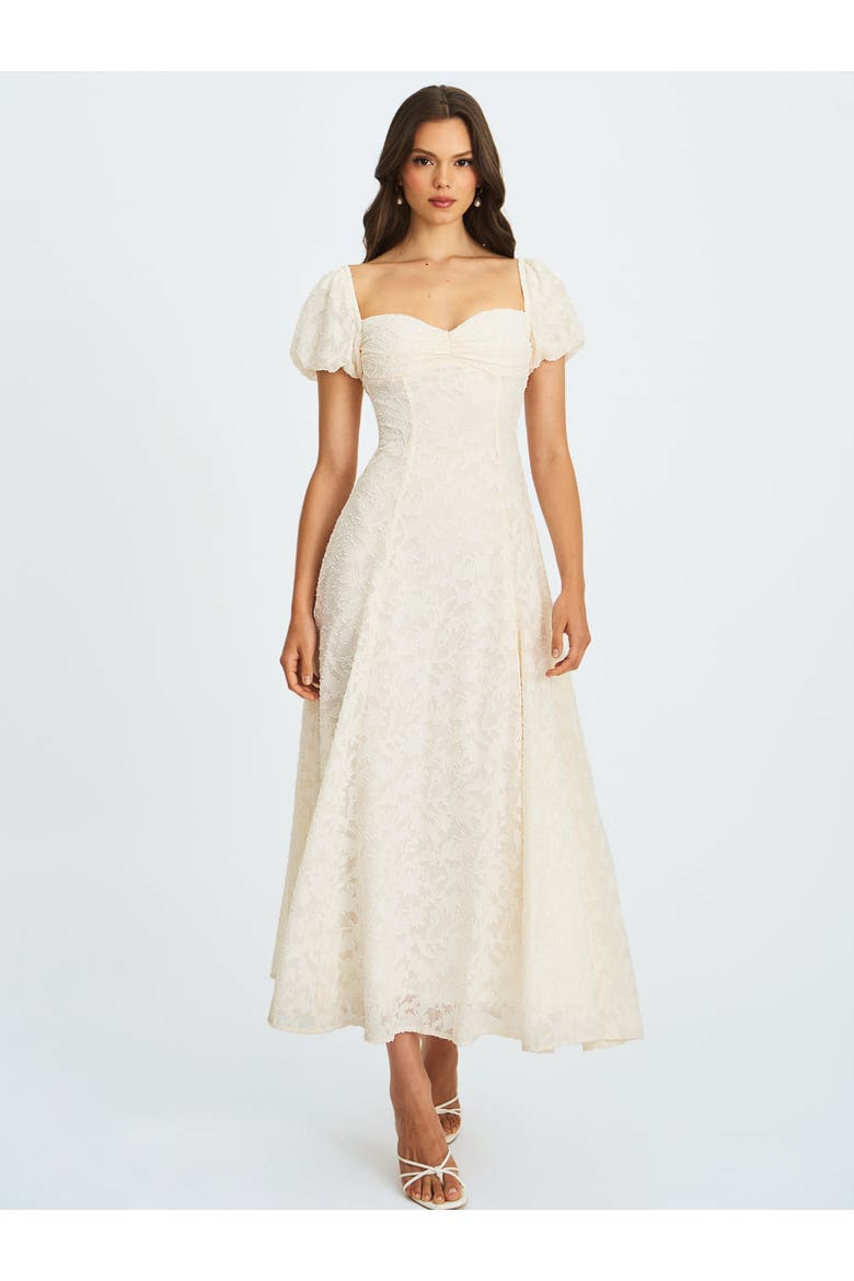 Pandora Bubble Sleeve Backless Maxi Dress, Alternate, color, White