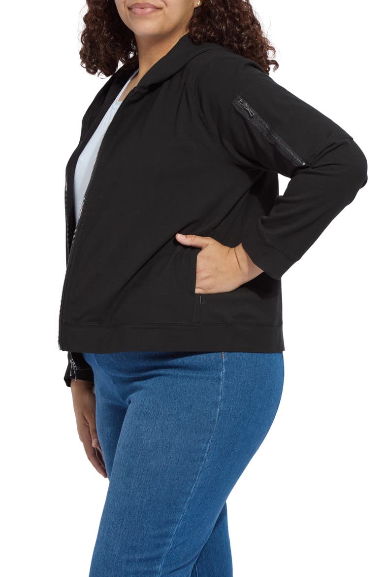 Cotton Front Zip Hoodie, Alternate, color, BLACK