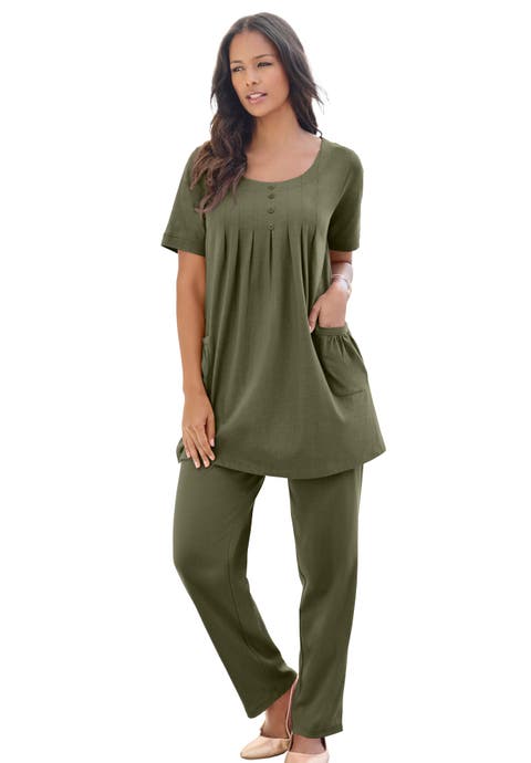 Plus Size Two Pocket Soft Knit Swing Tunic (Plus)