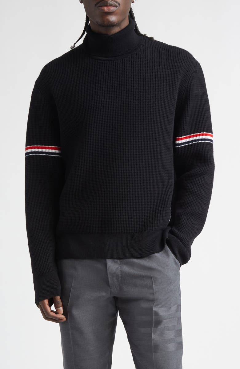 Thom Browne Cashmere Blend Turtleneck Sweater, Main, color, Black