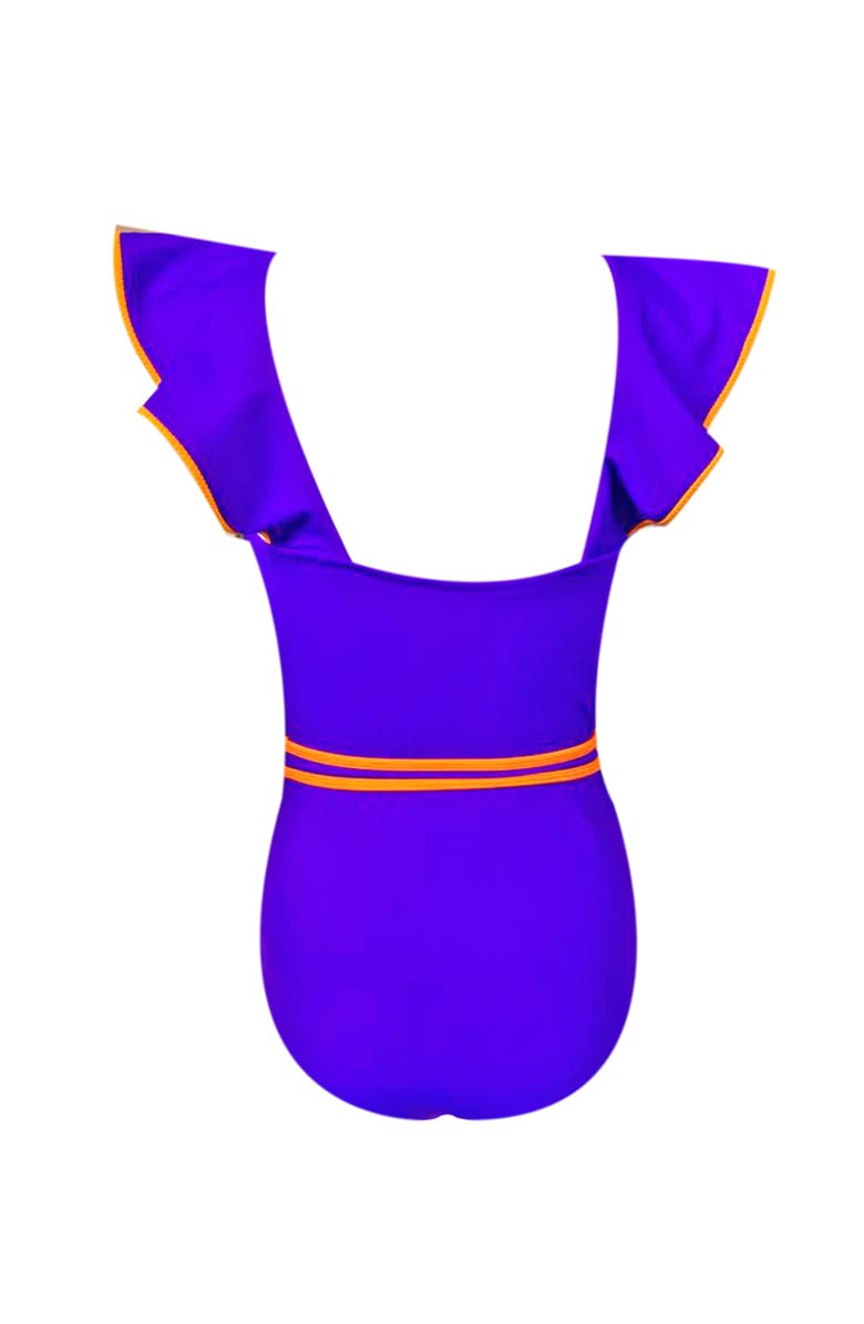 NESSI BYRD Kids' Blue Ruffle One-Piece Swimsuit, Alternate, color, Blue