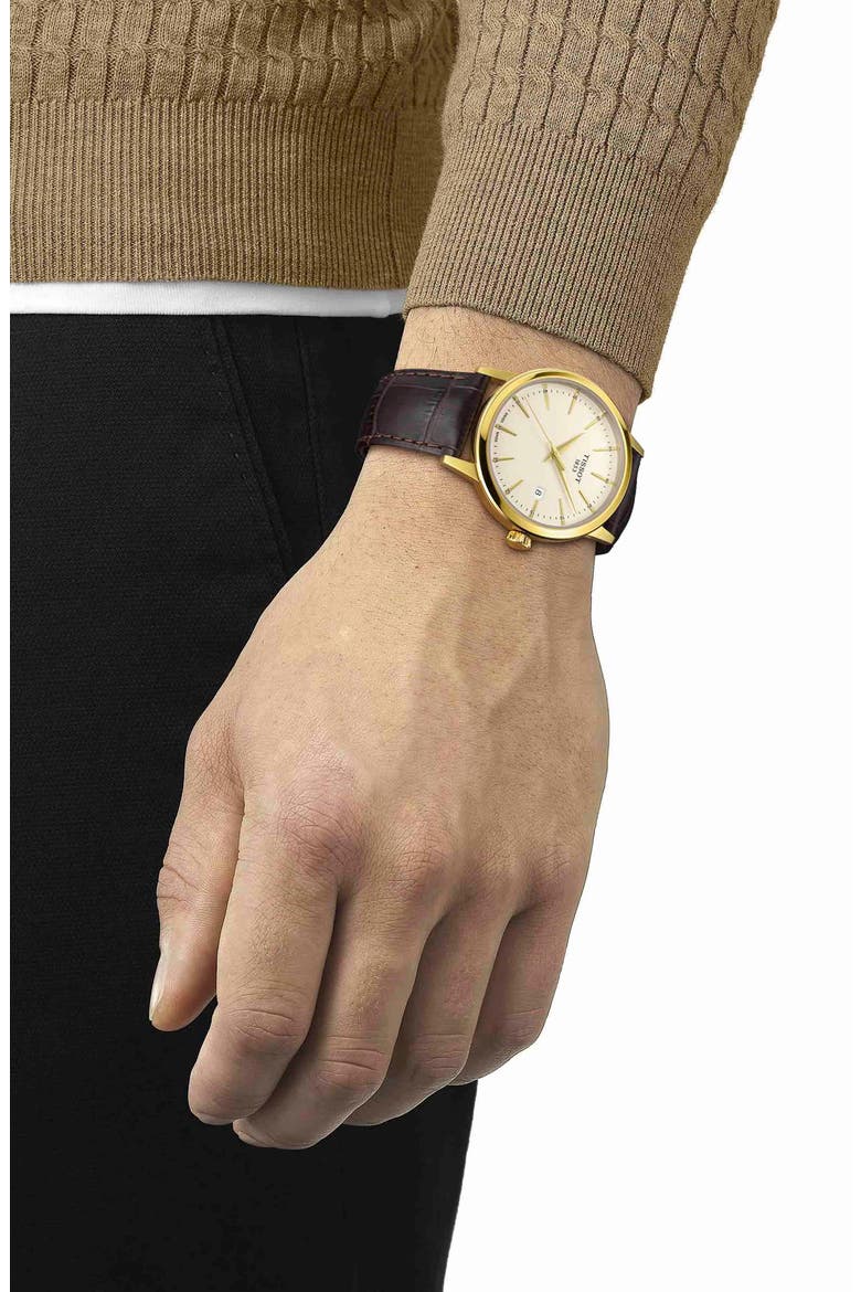 Classic Dream Leather Strap Watch, 42mm, Alternate, color, BROWN