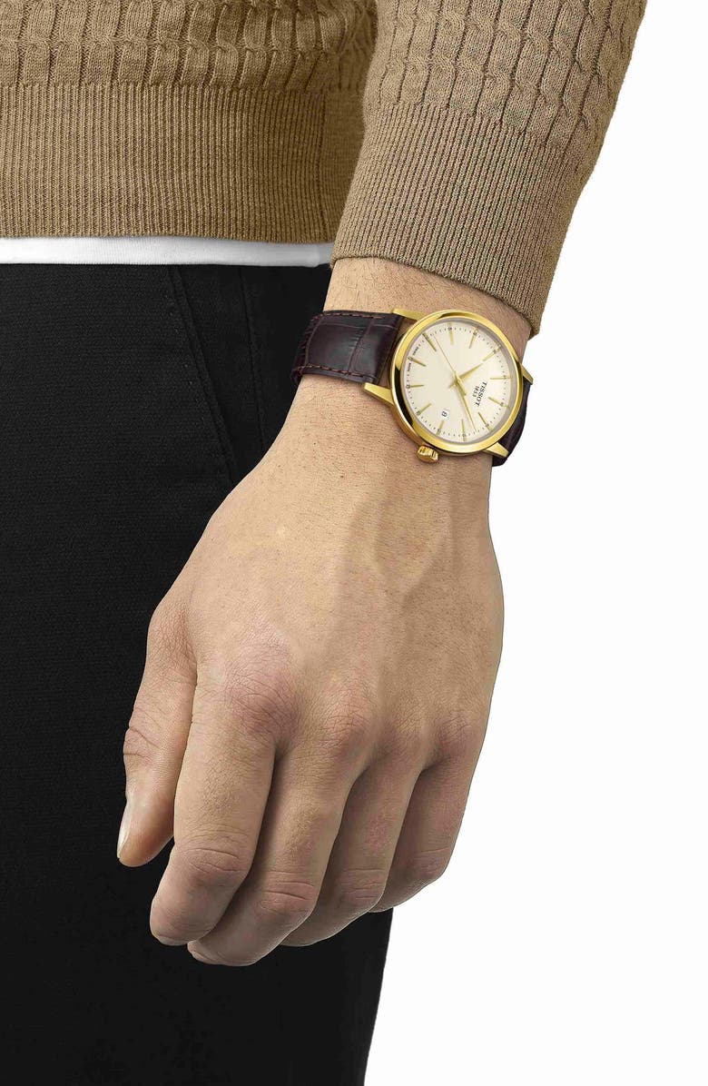 Tissot Classic Dream Leather Strap Watch, 42mm, Alternate, color, Brown