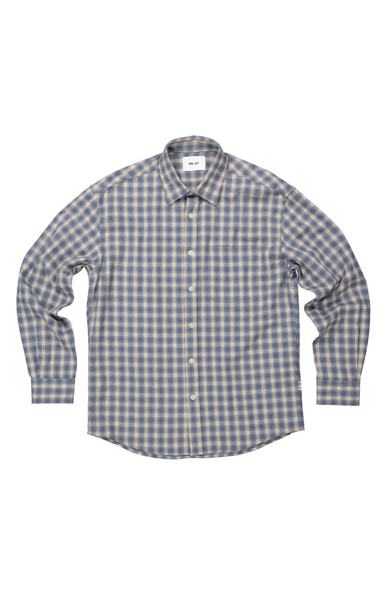 NN07 Deon 5465 Organic Cotton Button-Up Shirt, Alternate, color, Blue Check