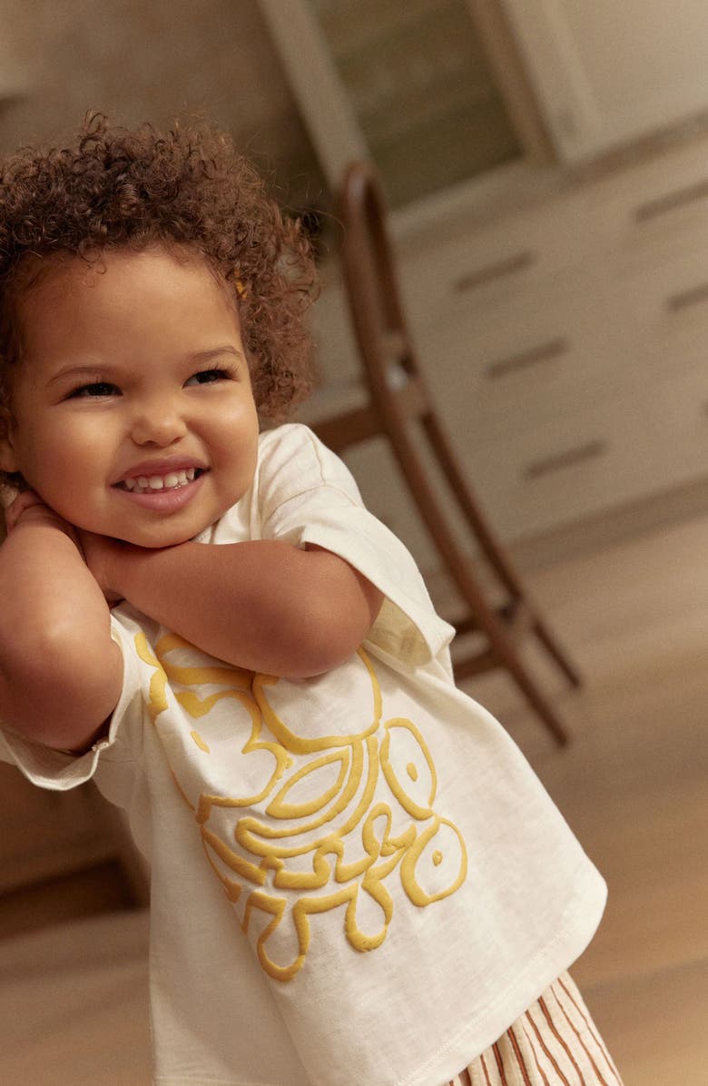 NEXT Kids' Floral Cotton Graphic T-Shirt & Stripe Pants Set, Alternate, color, 