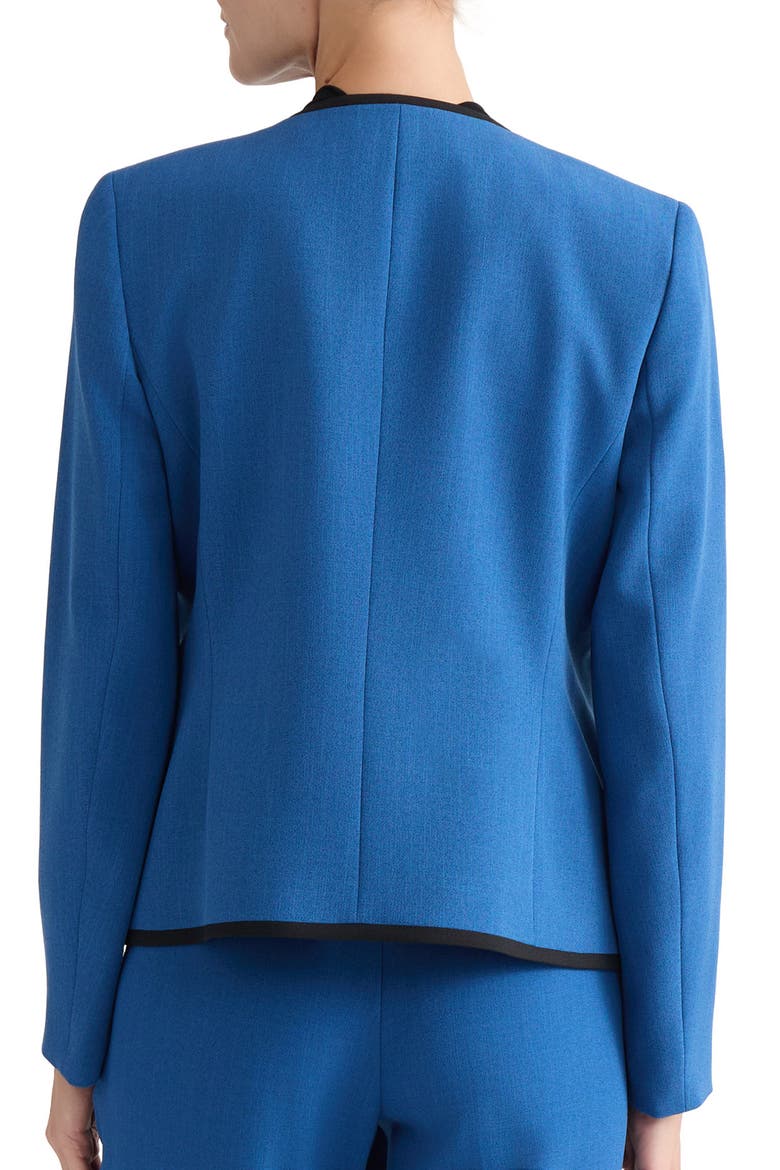 Framed Open Front Stretch Crepe Jacket, Alternate, color, BLUE NIGHT/ BLACK