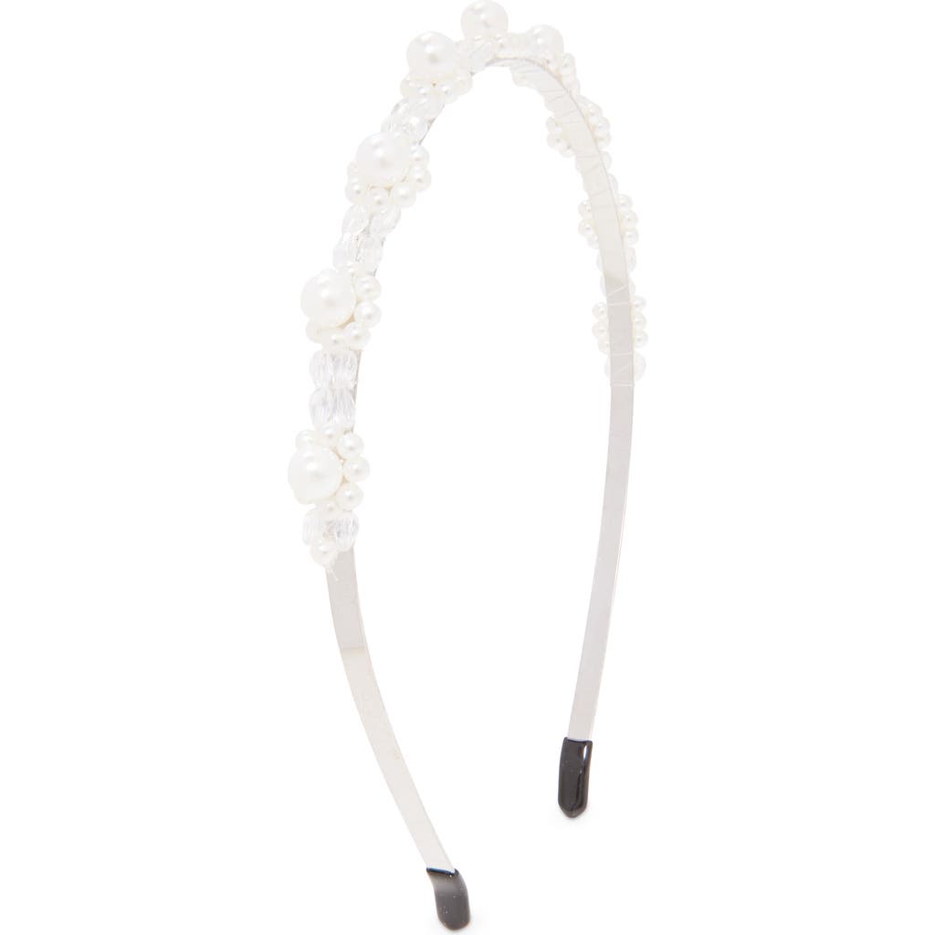 FYNN AND RILEY Kids' Imitation Pearl Headband in White  product