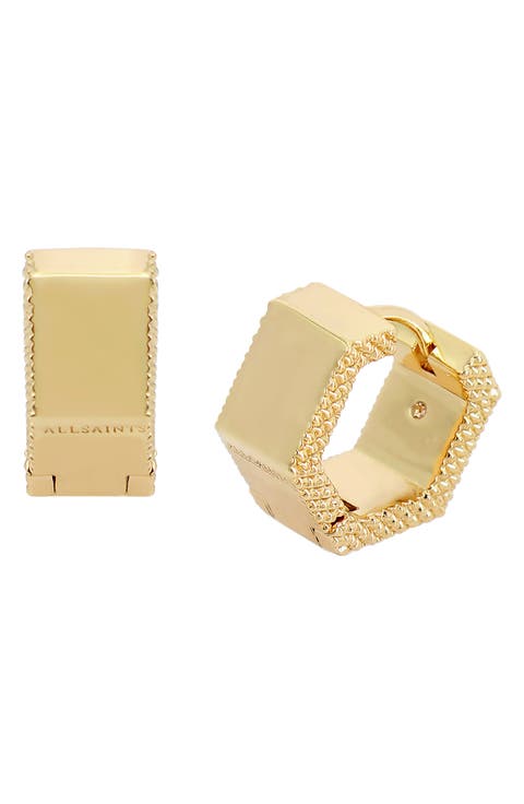 Mini Hex Huggie Earrings