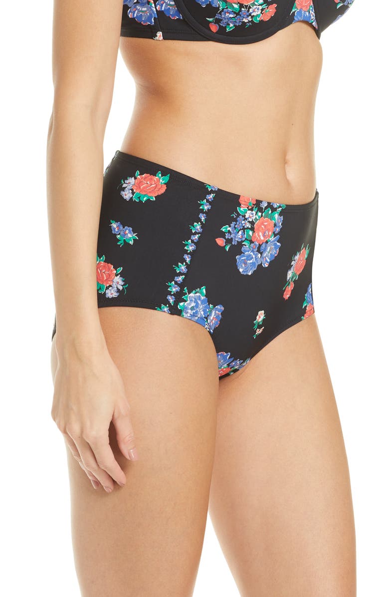 Tory Burch High Waist Floral Bikini Bottoms, Alternate, color, 