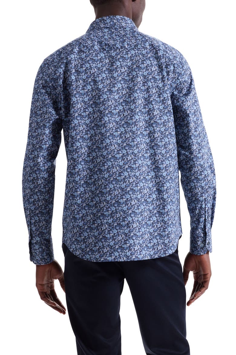 Axel Trim Fit Floral Stretch Cotton Button-Up Shirt, Alternate, color, COBALT