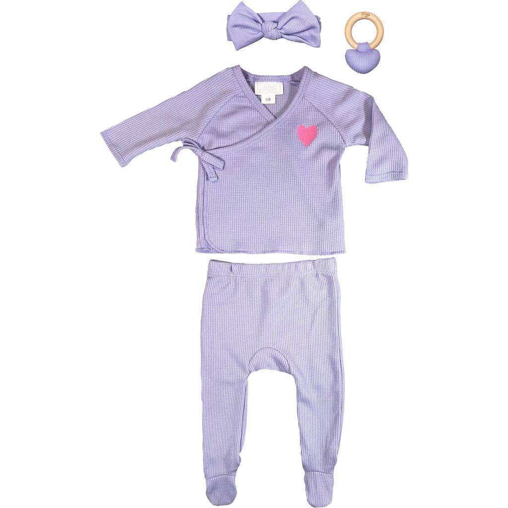 TOBY TOBY WAFFLE KNIT TOP, FOOTED PANTS, HEADBAND & TEETHER SET