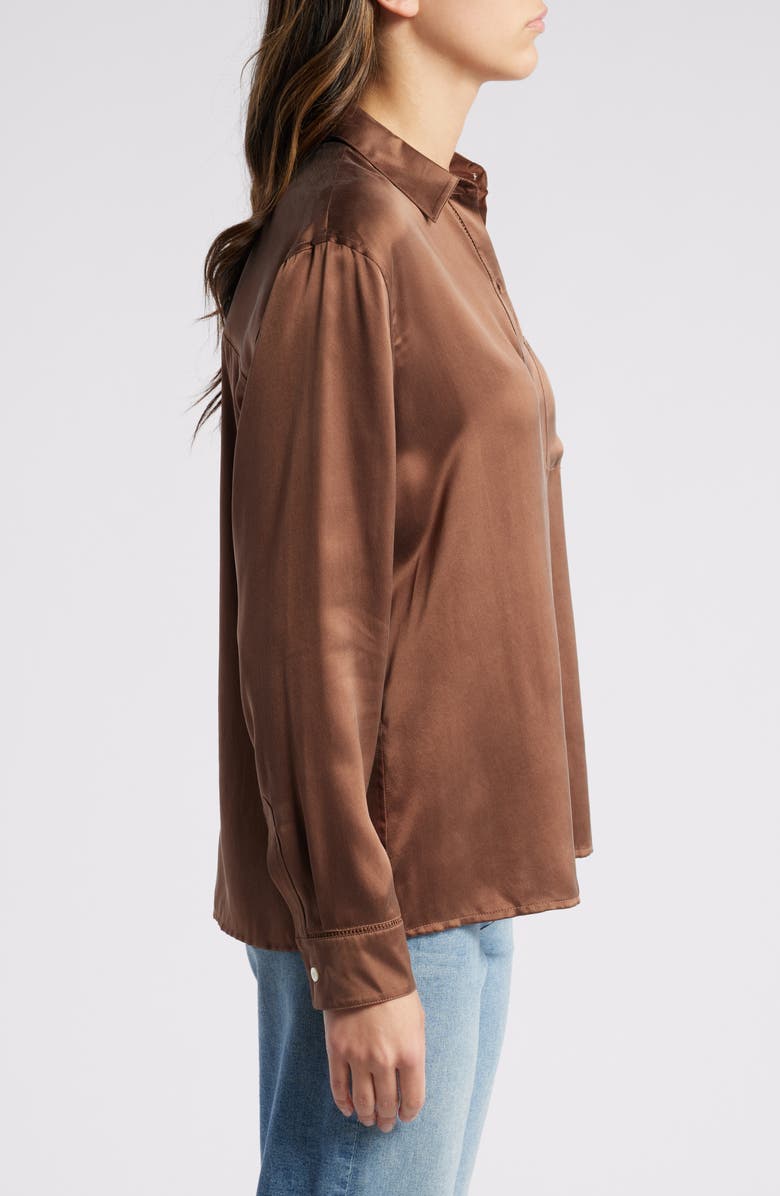 Rails Oak Button-Up Satin Shirt, Alternate, color, 