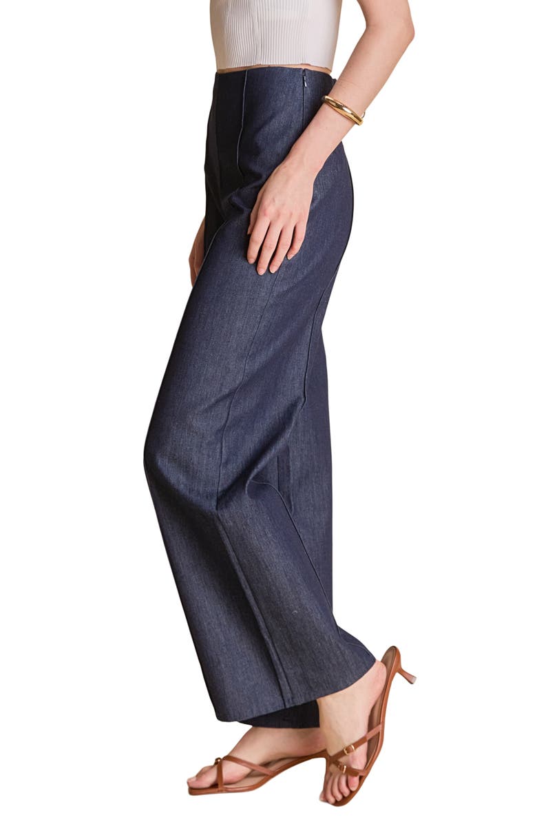 Endless Rose Creased Wide Leg Denim Pants, Alternate, color, Navy Denim