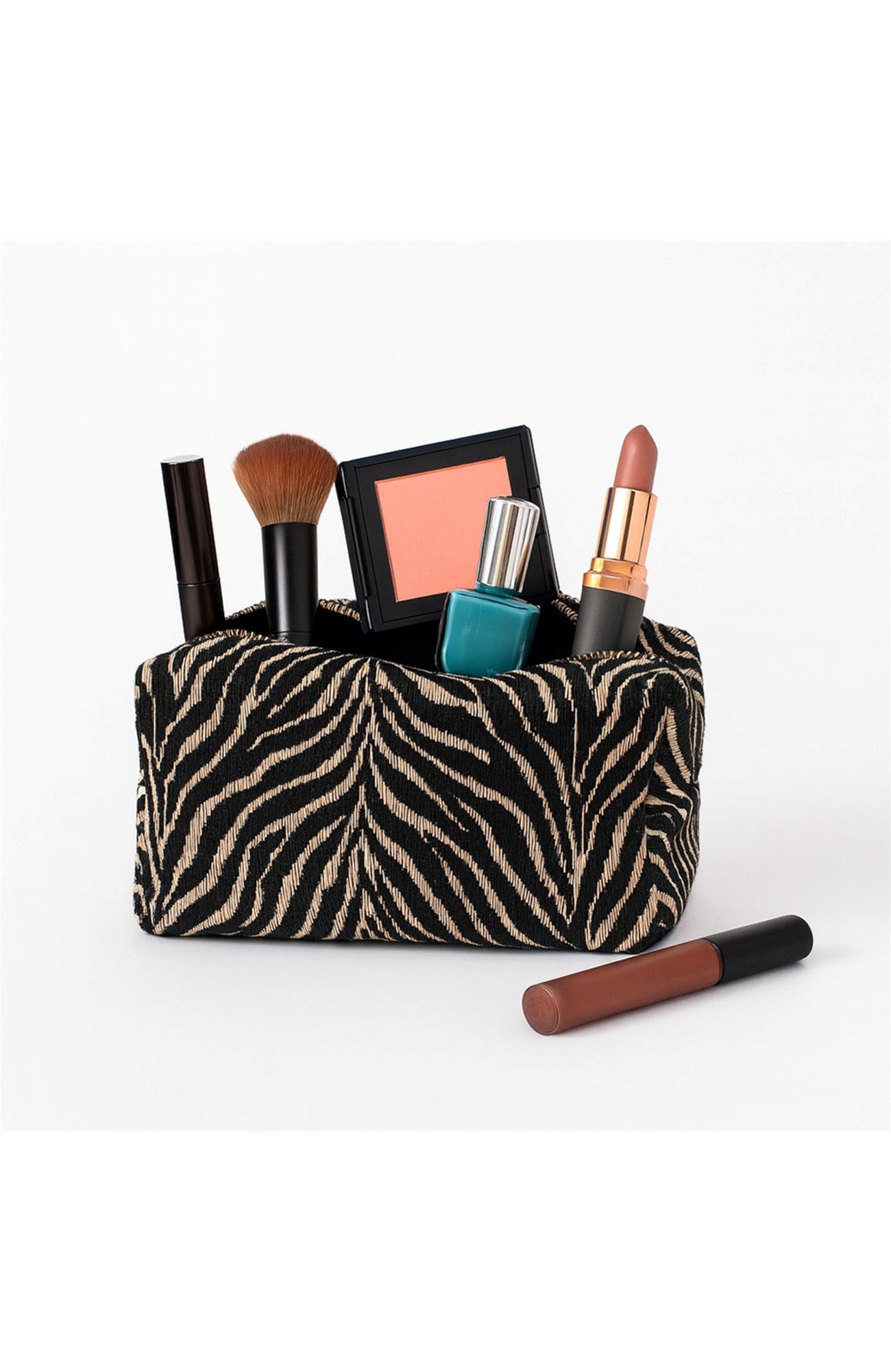 Zebrini Cosmetic & Travel Organizer Pouch, Alternate, color, Natural Black
