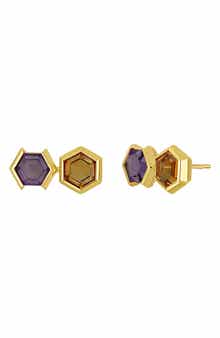 Bony Levy 14K Gold Color Amethyst Stud Earrings