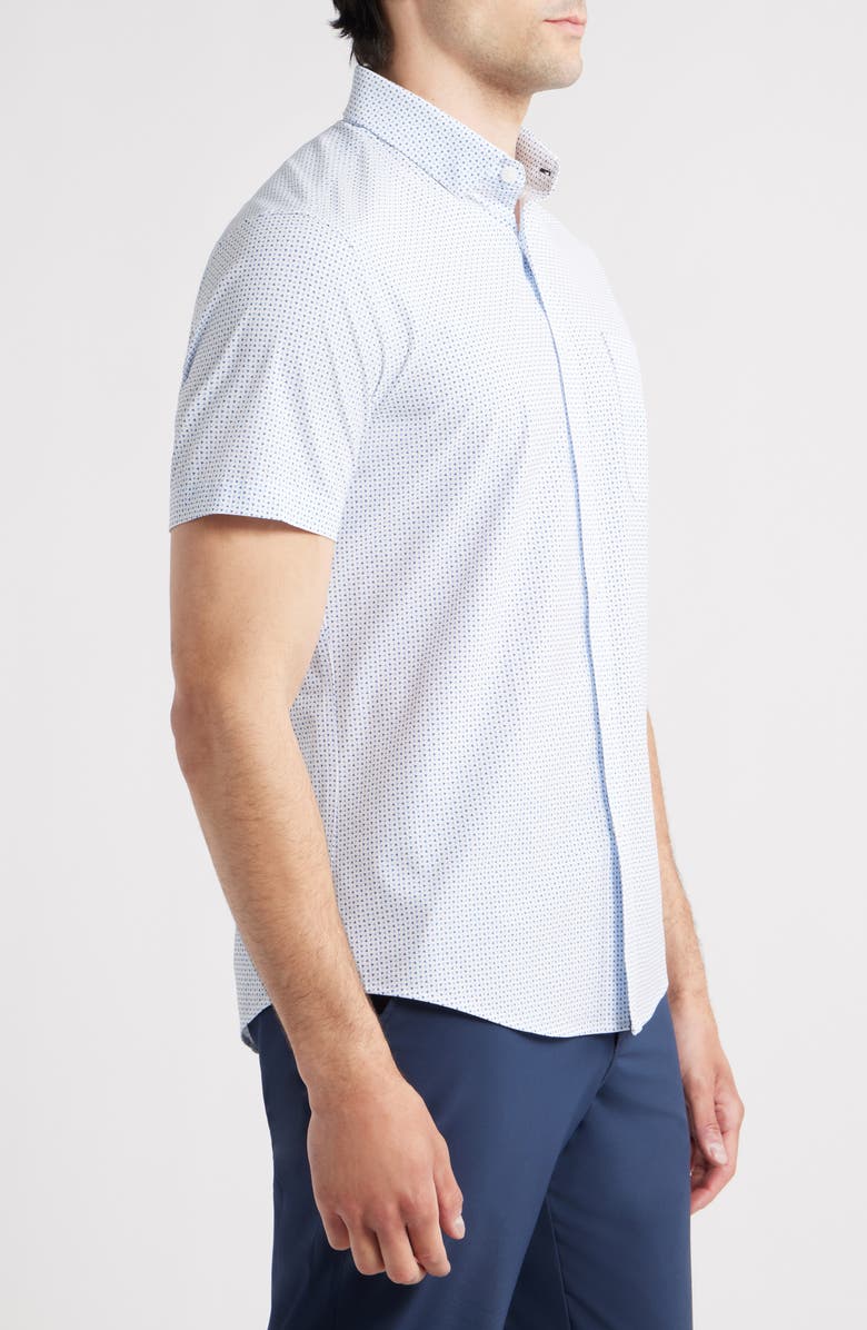 Mizzen+Main Leeward Trim Fit Neat Short Sleeve Button-Up Shirt, Alternate, color, White Geo