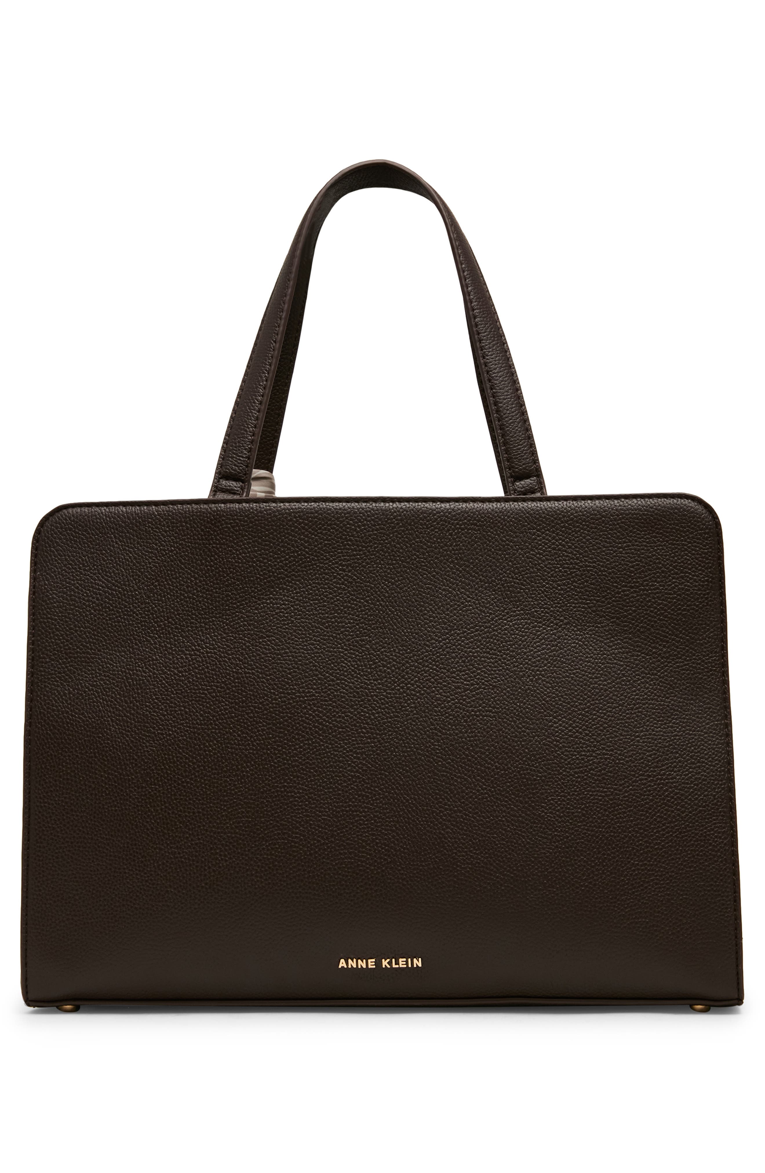 Triple Compartment Faux Leather Tote, Alternate, color, ESPRESSO