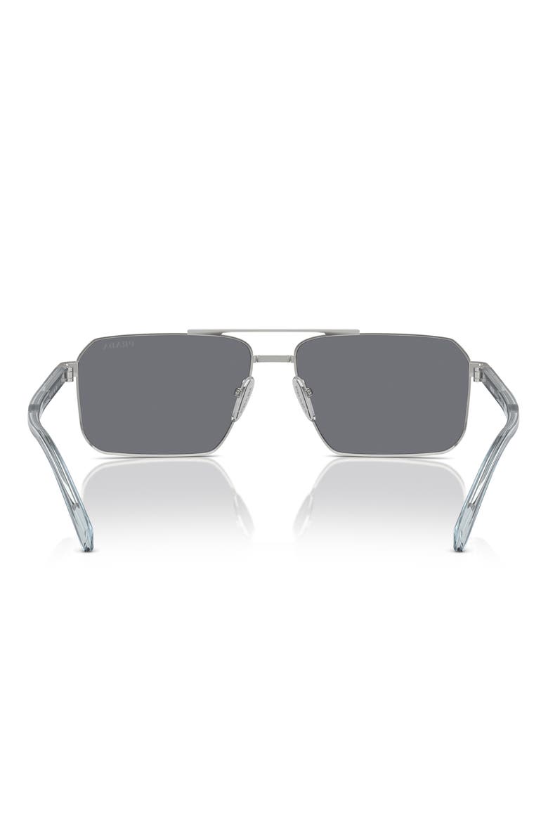 58mm Rectangular Sunglasses, Alternate, color, SILVER