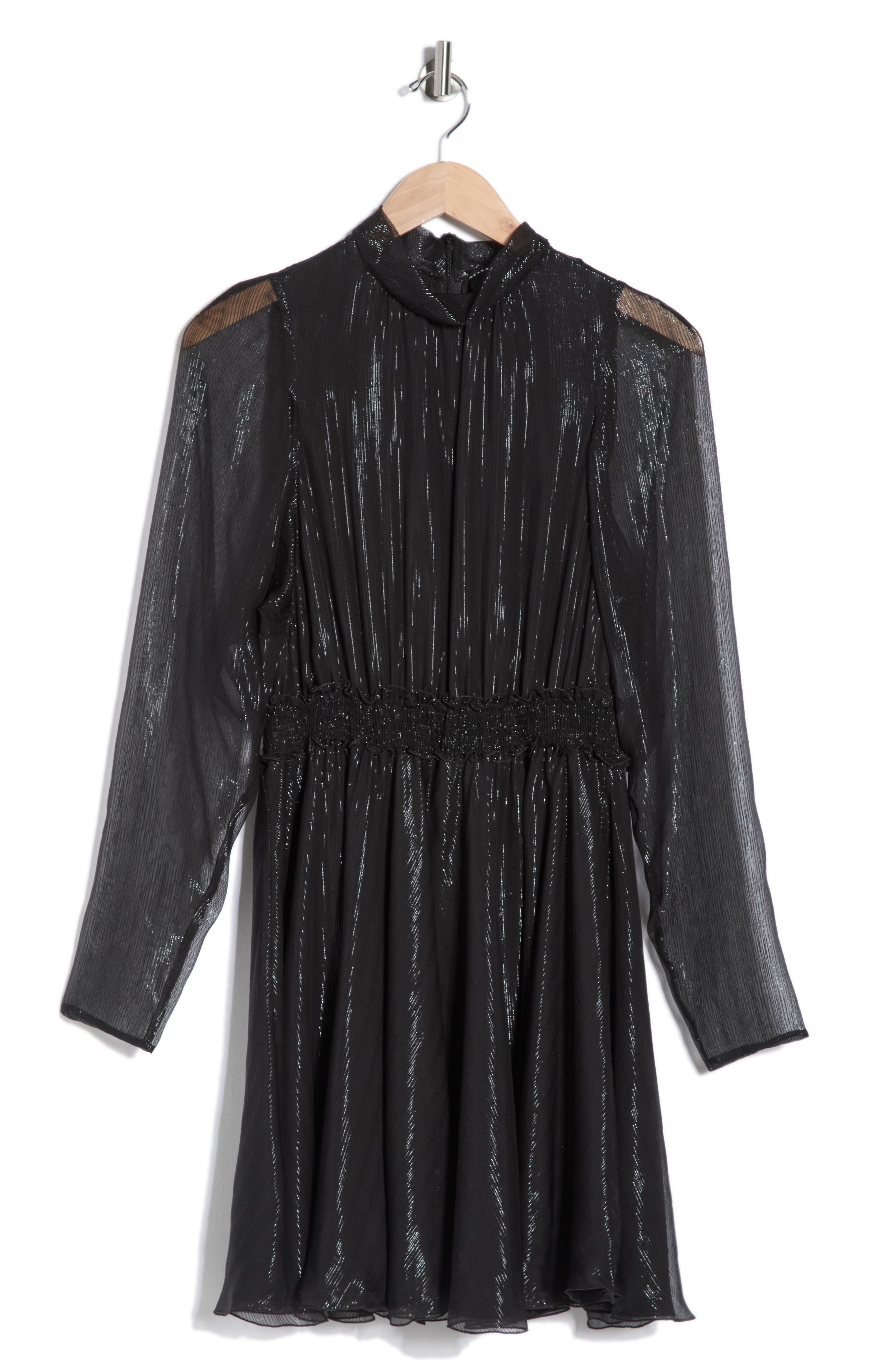 Longchamp Sheer Sleeve Silk Blend Dress