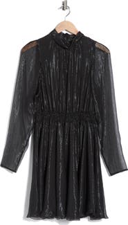 Longchamp Sheer Sleeve Silk Blend Dress